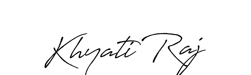 Create a beautiful signature design for name Khyati Raj. With this signature (Antro_Vectra_Bolder) fonts, you can make a handwritten signature for free. Khyati Raj signature style 7 images and pictures png