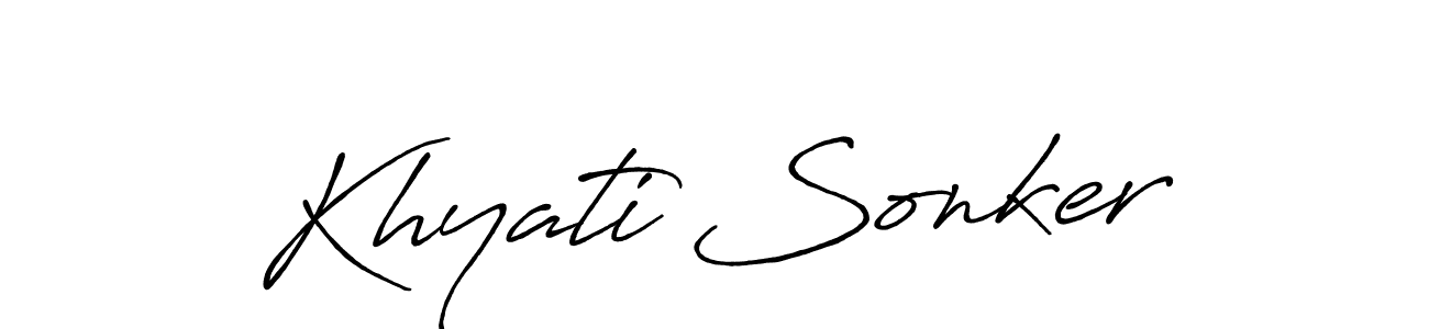 How to make Khyati Sonker name signature. Use Antro_Vectra_Bolder style for creating short signs online. This is the latest handwritten sign. Khyati Sonker signature style 7 images and pictures png