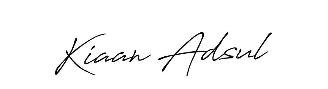 Make a beautiful signature design for name Kiaan Adsul. With this signature (Antro_Vectra_Bolder) style, you can create a handwritten signature for free. Kiaan Adsul signature style 7 images and pictures png