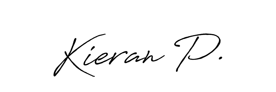 You should practise on your own different ways (Antro_Vectra_Bolder) to write your name (Kieran P.) in signature. don't let someone else do it for you. Kieran P. signature style 7 images and pictures png