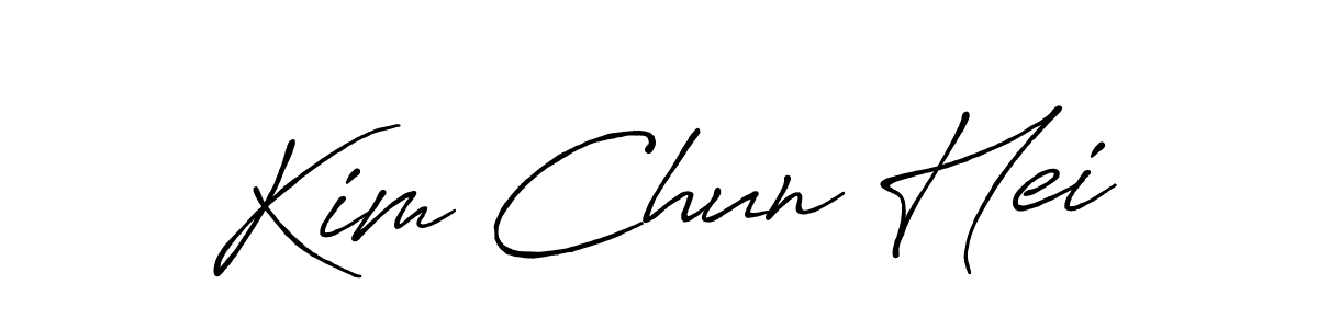 Antro_Vectra_Bolder is a professional signature style that is perfect for those who want to add a touch of class to their signature. It is also a great choice for those who want to make their signature more unique. Get Kim Chun Hei name to fancy signature for free. Kim Chun Hei signature style 7 images and pictures png