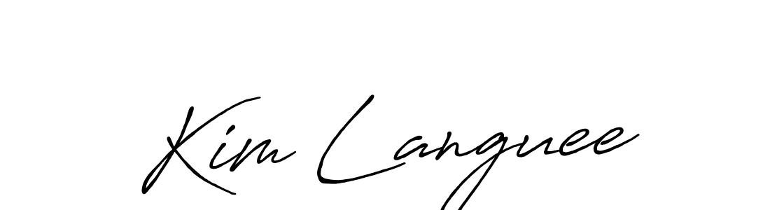 Similarly Antro_Vectra_Bolder is the best handwritten signature design. Signature creator online .You can use it as an online autograph creator for name Kim Languee. Kim Languee signature style 7 images and pictures png