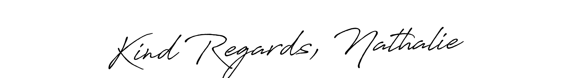 Make a beautiful signature design for name Kind Regards, Nathalie. With this signature (Antro_Vectra_Bolder) style, you can create a handwritten signature for free. Kind Regards, Nathalie signature style 7 images and pictures png