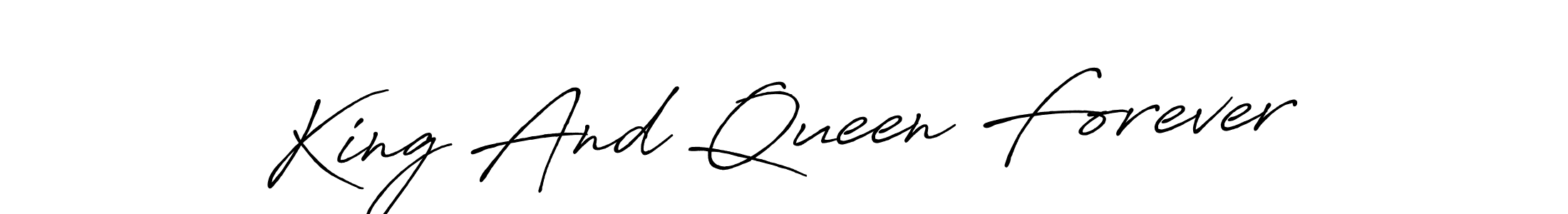 How to make King And Queen Forever name signature. Use Antro_Vectra_Bolder style for creating short signs online. This is the latest handwritten sign. King And Queen Forever signature style 7 images and pictures png