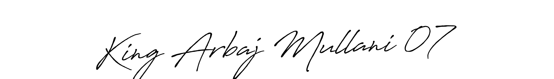 How to make King Arbaj Mullani 07 name signature. Use Antro_Vectra_Bolder style for creating short signs online. This is the latest handwritten sign. King Arbaj Mullani 07 signature style 7 images and pictures png