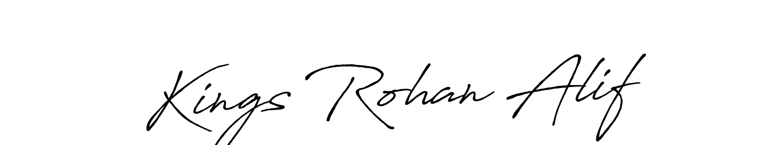 You can use this online signature creator to create a handwritten signature for the name Kings Rohan Alif. This is the best online autograph maker. Kings Rohan Alif signature style 7 images and pictures png