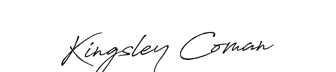 Make a beautiful signature design for name Kingsley Coman. With this signature (Antro_Vectra_Bolder) style, you can create a handwritten signature for free. Kingsley Coman signature style 7 images and pictures png