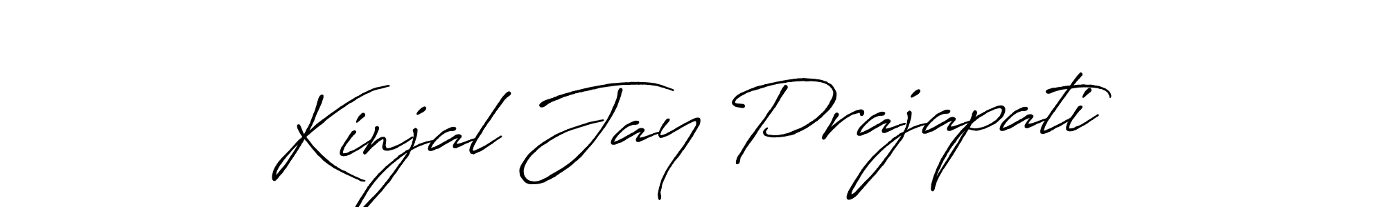 Make a beautiful signature design for name Kinjal Jay Prajapati. With this signature (Antro_Vectra_Bolder) style, you can create a handwritten signature for free. Kinjal Jay Prajapati signature style 7 images and pictures png