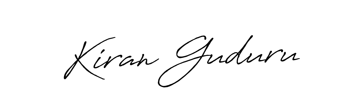How to make Kiran Guduru name signature. Use Antro_Vectra_Bolder style for creating short signs online. This is the latest handwritten sign. Kiran Guduru signature style 7 images and pictures png