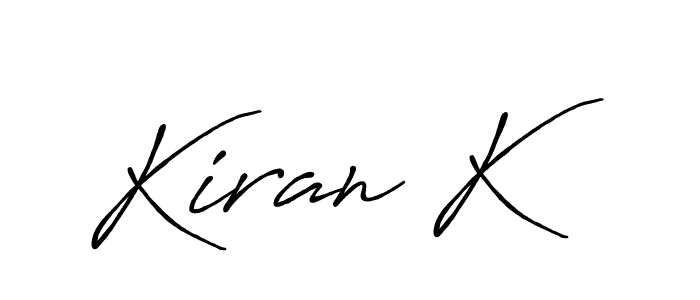 Similarly Antro_Vectra_Bolder is the best handwritten signature design. Signature creator online .You can use it as an online autograph creator for name Kiran K. Kiran K signature style 7 images and pictures png