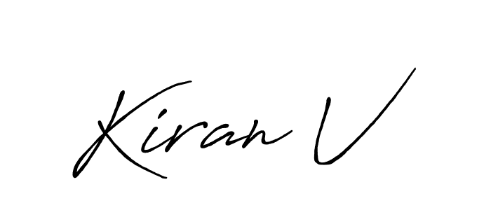 How to make Kiran V name signature. Use Antro_Vectra_Bolder style for creating short signs online. This is the latest handwritten sign. Kiran V signature style 7 images and pictures png