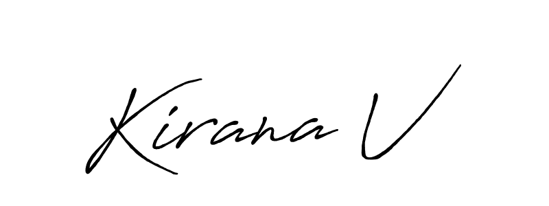 Make a beautiful signature design for name Kirana V. With this signature (Antro_Vectra_Bolder) style, you can create a handwritten signature for free. Kirana V signature style 7 images and pictures png