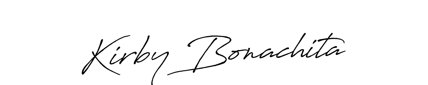 How to make Kirby Bonachita name signature. Use Antro_Vectra_Bolder style for creating short signs online. This is the latest handwritten sign. Kirby Bonachita signature style 7 images and pictures png