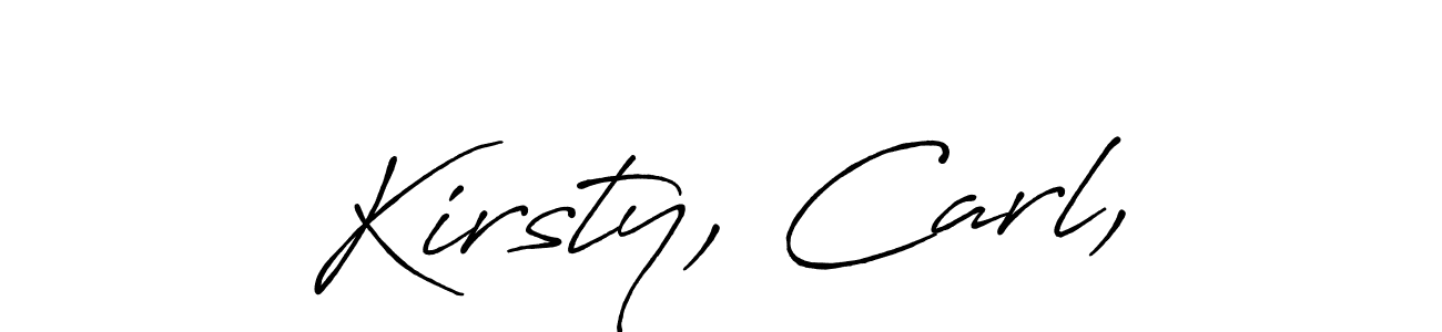 The best way (Antro_Vectra_Bolder) to make a short signature is to pick only two or three words in your name. The name Kirsty, Carl, include a total of six letters. For converting this name. Kirsty, Carl, signature style 7 images and pictures png