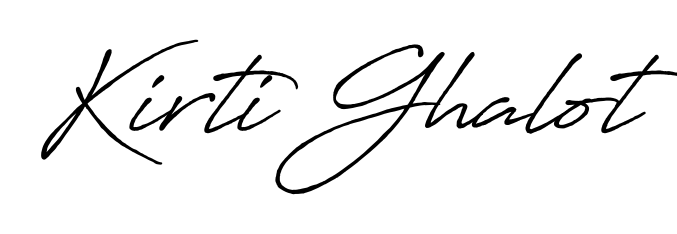 The Antro_Vectra_Bolder typeface gives name Kirti Ghalot a refined look. Suitable for certificates, diplomas, and official verification. Kirti Ghalot signature style 7 images and pictures png