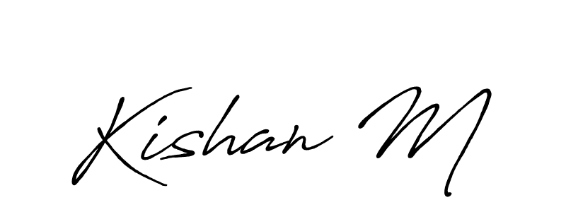 The best way (Antro_Vectra_Bolder) to make a short signature is to pick only two or three words in your name. The name Kishan M include a total of six letters. For converting this name. Kishan M signature style 7 images and pictures png