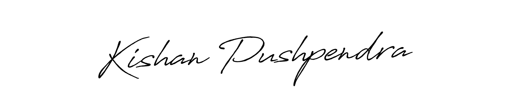 How to make Kishan Pushpendra name signature. Use Antro_Vectra_Bolder style for creating short signs online. This is the latest handwritten sign. Kishan Pushpendra signature style 7 images and pictures png