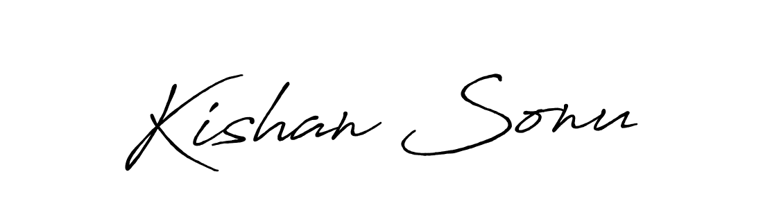 Make a beautiful signature design for name Kishan Sonu. With this signature (Antro_Vectra_Bolder) style, you can create a handwritten signature for free. Kishan Sonu signature style 7 images and pictures png