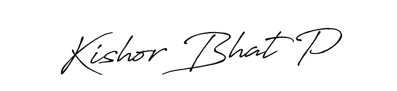 The best way (Antro_Vectra_Bolder) to make a short signature is to pick only two or three words in your name. The name Kishor Bhat P include a total of six letters. For converting this name. Kishor Bhat P signature style 7 images and pictures png