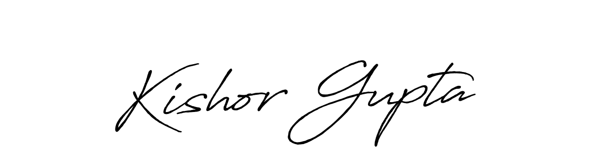 Make a beautiful signature design for name Kishor Gupta. With this signature (Antro_Vectra_Bolder) style, you can create a handwritten signature for free. Kishor Gupta signature style 7 images and pictures png