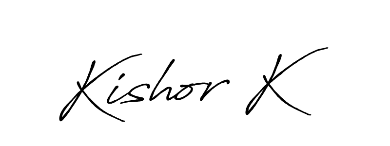 How to make Kishor K name signature. Use Antro_Vectra_Bolder style for creating short signs online. This is the latest handwritten sign. Kishor K signature style 7 images and pictures png