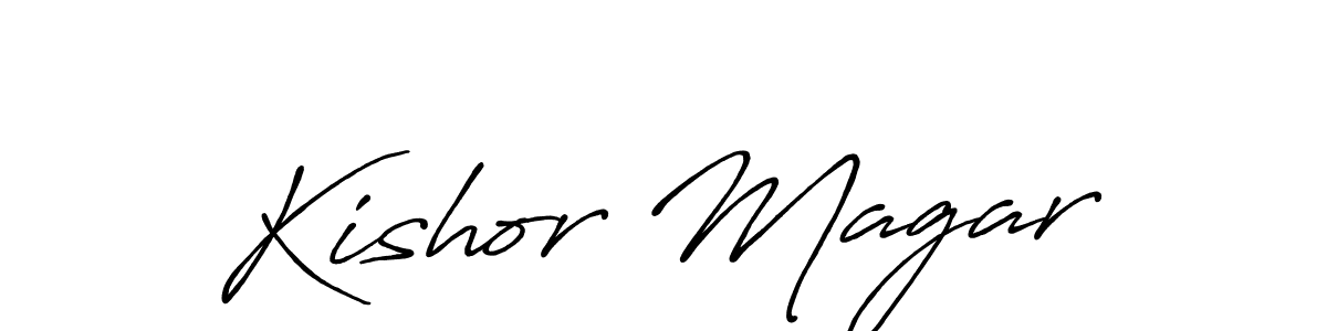 Use a signature maker to create a handwritten signature online. With this signature software, you can design (Antro_Vectra_Bolder) your own signature for name Kishor Magar. Kishor Magar signature style 7 images and pictures png