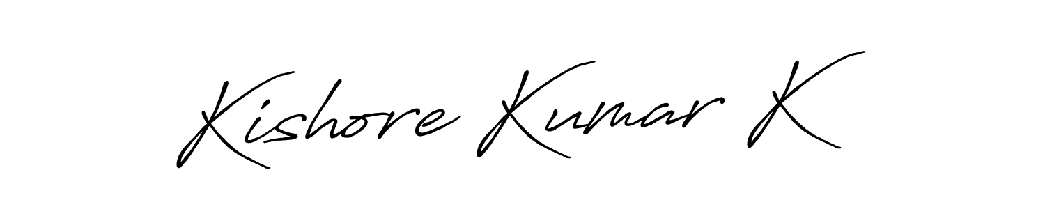 Create a beautiful signature design for name Kishore Kumar K. With this signature (Antro_Vectra_Bolder) fonts, you can make a handwritten signature for free. Kishore Kumar K signature style 7 images and pictures png