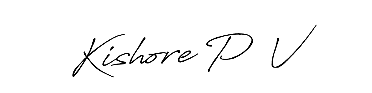 Kishore P  V stylish signature style. Best Handwritten Sign (Antro_Vectra_Bolder) for my name. Handwritten Signature Collection Ideas for my name Kishore P  V. Kishore P  V signature style 7 images and pictures png