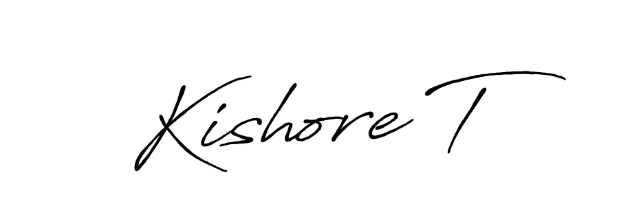 Make a beautiful signature design for name Kishore T. With this signature (Antro_Vectra_Bolder) style, you can create a handwritten signature for free. Kishore T signature style 7 images and pictures png
