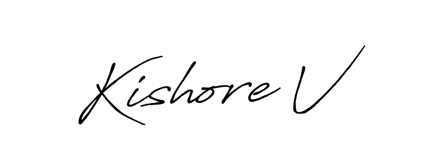 Make a beautiful signature design for name Kishore V. With this signature (Antro_Vectra_Bolder) style, you can create a handwritten signature for free. Kishore V signature style 7 images and pictures png