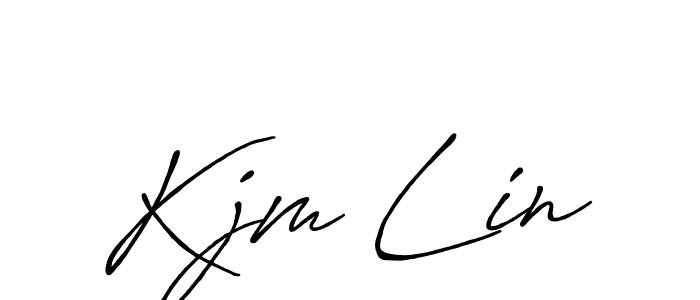 How to make Kjm Lin name signature. Use Antro_Vectra_Bolder style for creating short signs online. This is the latest handwritten sign. Kjm Lin signature style 7 images and pictures png