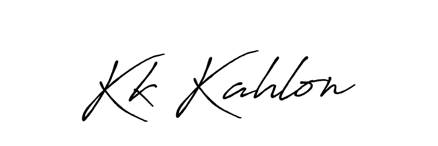 How to make Kk Kahlon name signature. Use Antro_Vectra_Bolder style for creating short signs online. This is the latest handwritten sign. Kk Kahlon signature style 7 images and pictures png