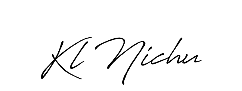 Make a beautiful signature design for name Kl Nichu. With this signature (Antro_Vectra_Bolder) style, you can create a handwritten signature for free. Kl Nichu signature style 7 images and pictures png