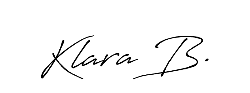 The best way (Antro_Vectra_Bolder) to make a short signature is to pick only two or three words in your name. The name Klara B. include a total of six letters. For converting this name. Klara B. signature style 7 images and pictures png