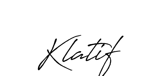 How to make Klatif name signature. Use Antro_Vectra_Bolder style for creating short signs online. This is the latest handwritten sign. Klatif signature style 7 images and pictures png