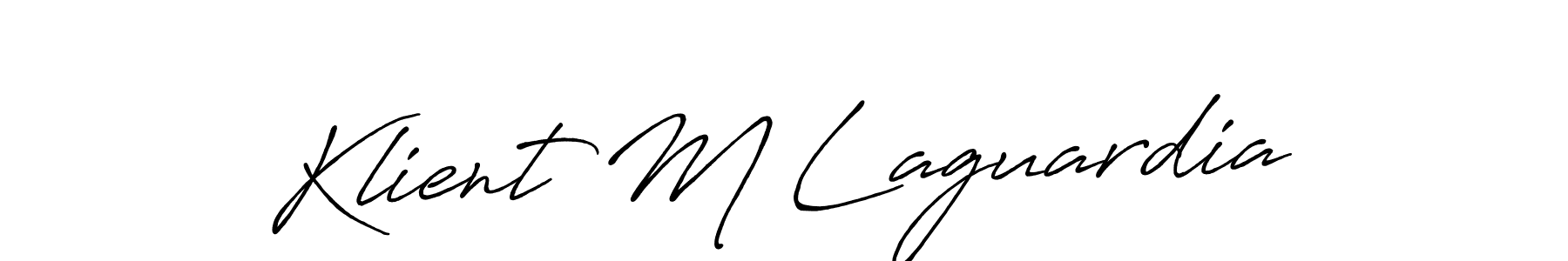 Create a beautiful signature design for name Klient M Laguardia. With this signature (Antro_Vectra_Bolder) fonts, you can make a handwritten signature for free. Klient M Laguardia signature style 7 images and pictures png