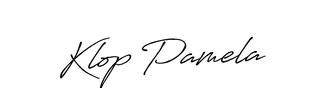Design your own signature with our free online signature maker. With this signature software, you can create a handwritten (Antro_Vectra_Bolder) signature for name Klop Pamela. Klop Pamela signature style 7 images and pictures png