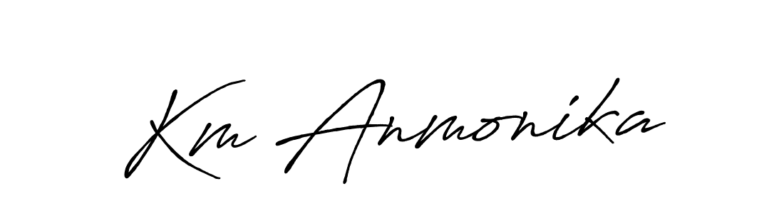 Make a beautiful signature design for name Km Anmonika. With this signature (Antro_Vectra_Bolder) style, you can create a handwritten signature for free. Km Anmonika signature style 7 images and pictures png