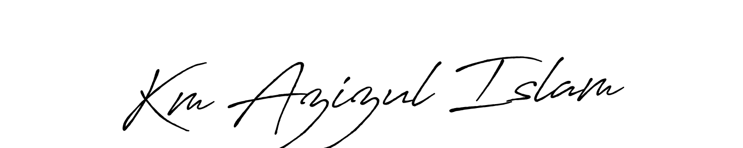 if you are searching for the best signature style for your name Km Azizul Islam. so please give up your signature search. here we have designed multiple signature styles  using Antro_Vectra_Bolder. Km Azizul Islam signature style 7 images and pictures png