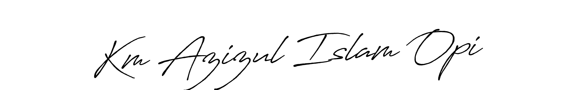 Make a beautiful signature design for name Km Azizul Islam Opi. With this signature (Antro_Vectra_Bolder) style, you can create a handwritten signature for free. Km Azizul Islam Opi signature style 7 images and pictures png