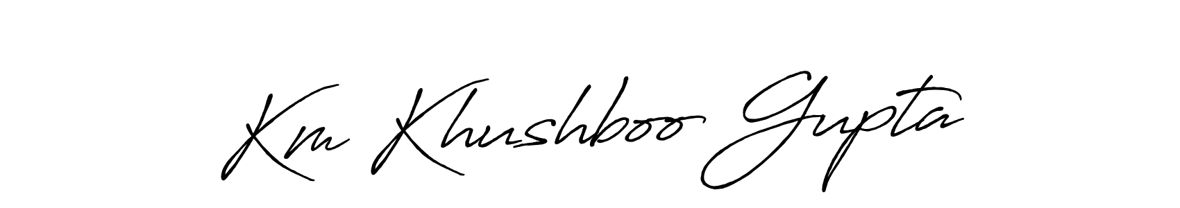 Create a beautiful signature design for name Km Khushboo Gupta. With this signature (Antro_Vectra_Bolder) fonts, you can make a handwritten signature for free. Km Khushboo Gupta signature style 7 images and pictures png