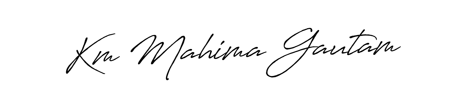 Also we have Km Mahima Gautam name is the best signature style. Create professional handwritten signature collection using Antro_Vectra_Bolder autograph style. Km Mahima Gautam signature style 7 images and pictures png