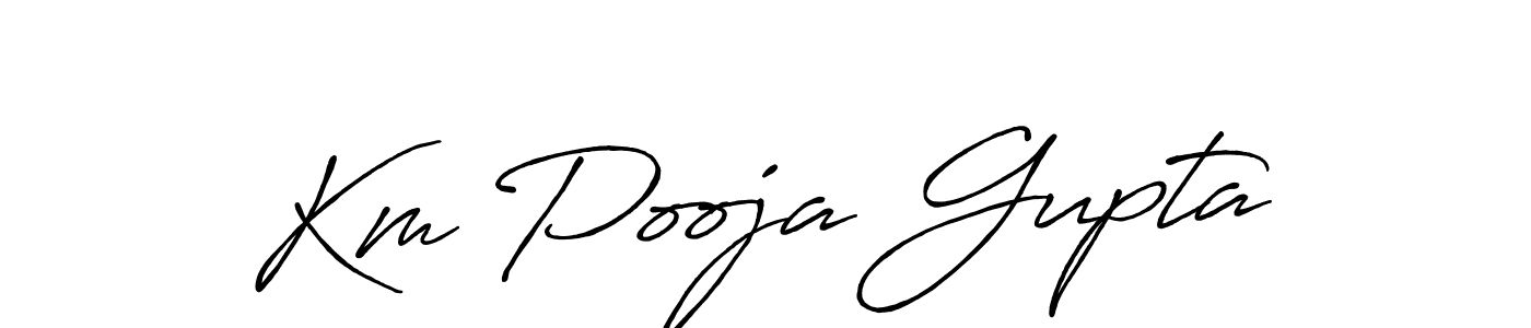 Make a beautiful signature design for name Km Pooja Gupta. With this signature (Antro_Vectra_Bolder) style, you can create a handwritten signature for free. Km Pooja Gupta signature style 7 images and pictures png