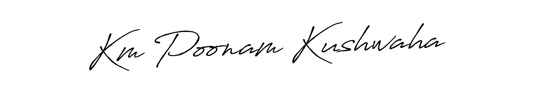 Use a signature maker to create a handwritten signature online. With this signature software, you can design (Antro_Vectra_Bolder) your own signature for name Km Poonam Kushwaha. Km Poonam Kushwaha signature style 7 images and pictures png