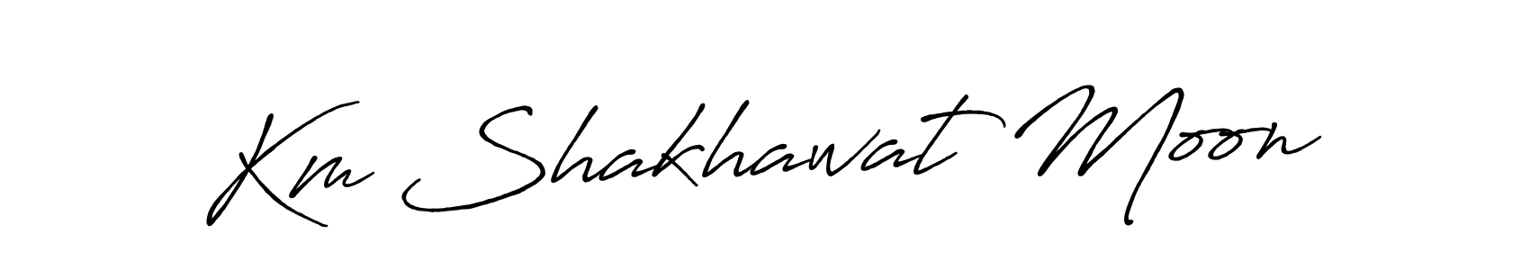 Make a beautiful signature design for name Km Shakhawat Moon. With this signature (Antro_Vectra_Bolder) style, you can create a handwritten signature for free. Km Shakhawat Moon signature style 7 images and pictures png