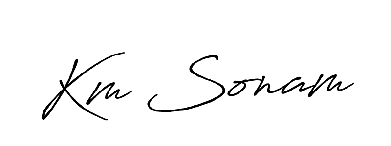 How to make Km Sonam name signature. Use Antro_Vectra_Bolder style for creating short signs online. This is the latest handwritten sign. Km Sonam signature style 7 images and pictures png