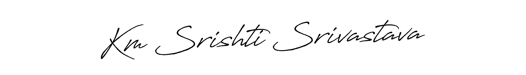 Make a beautiful signature design for name Km Srishti Srivastava. With this signature (Antro_Vectra_Bolder) style, you can create a handwritten signature for free. Km Srishti Srivastava signature style 7 images and pictures png