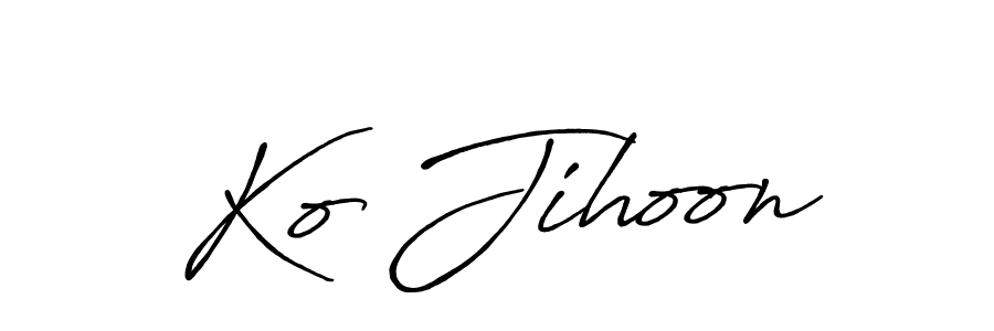 Antro_Vectra_Bolder is a professional signature style that is perfect for those who want to add a touch of class to their signature. It is also a great choice for those who want to make their signature more unique. Get Ko Jihoon name to fancy signature for free. Ko Jihoon signature style 7 images and pictures png
