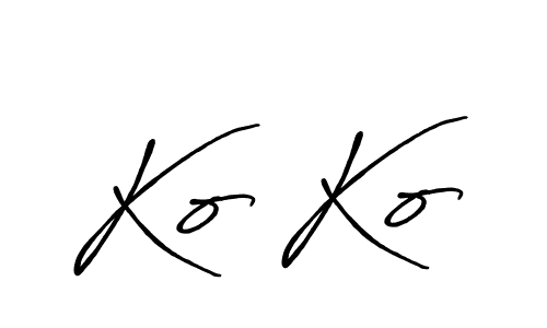 How to make Ko Ko signature? Antro_Vectra_Bolder is a professional autograph style. Create handwritten signature for Ko Ko name. Ko Ko signature style 7 images and pictures png