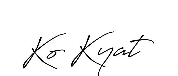 How to make Ko Kyat name signature. Use Antro_Vectra_Bolder style for creating short signs online. This is the latest handwritten sign. Ko Kyat signature style 7 images and pictures png